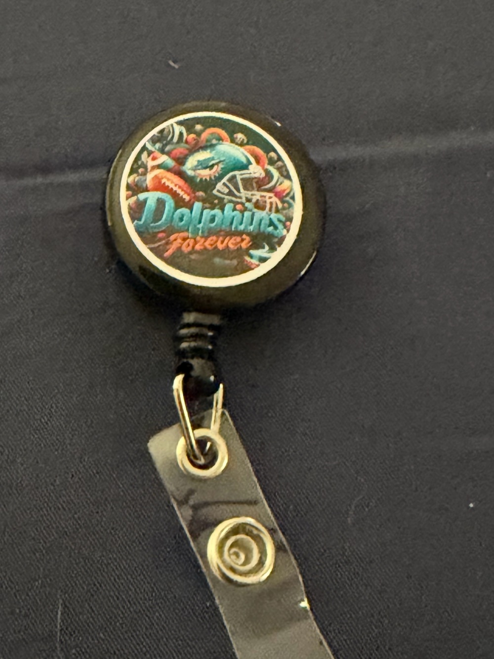 Black Retractable Badge Reel Key & Card Holder